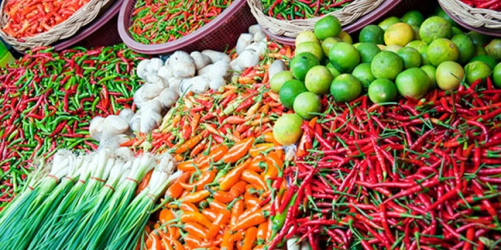 Healthy fresh produce colourful colllage